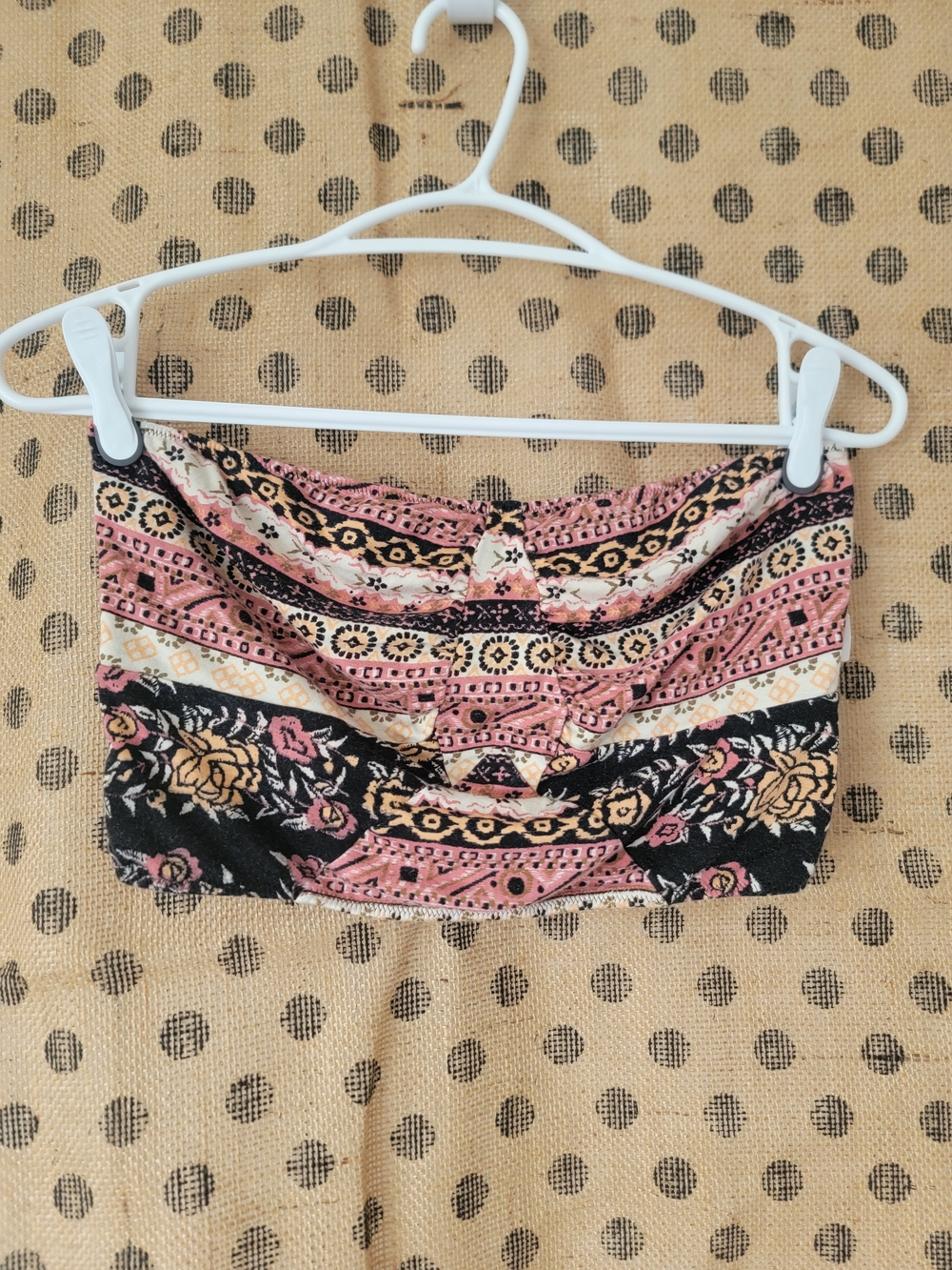 Intimately Free People‎ Floral Strapless Bandeau Top in Black & Pink Accents
